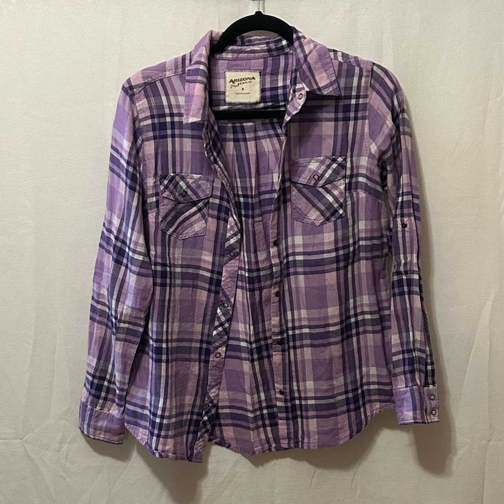 Arizona Jean Co. Purple Plaid Flannel Button Up
